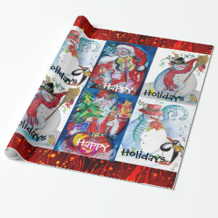 MUSICAL SANTA OCH SNÖGUBBAR LYCKLIG CHRISTMAS HELG PRESENTPAPPER