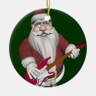 Musical Santa Speling Red Electric Guitar Julgransprydnad Keramik
