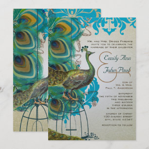 Musical Silver Peacock Bird Cage Feather Inbjudan