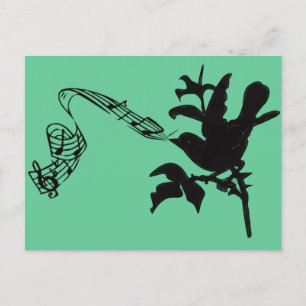 Musical Singing Black Bird All Färg Background Vykort