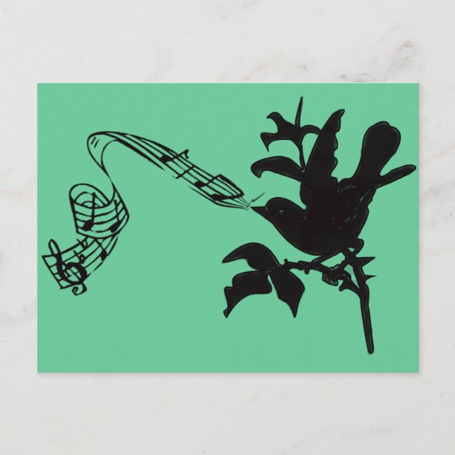 Musical Singing Black Bird All Färg Background Vykort (Framsida)