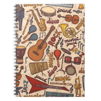 Musical Sketch: Colorful Vintage Seamless. Anteckningsbok