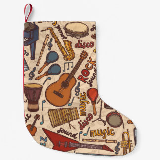 Musical Sketch: Colorful Vintage Seamless. Liten Julstrumpa