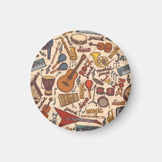 Musical Sketch: Colorful Vintage Seamless. Magnet
