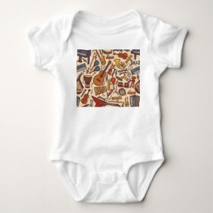 Musical Sketch: Colorful Vintage Seamless. T Shirt