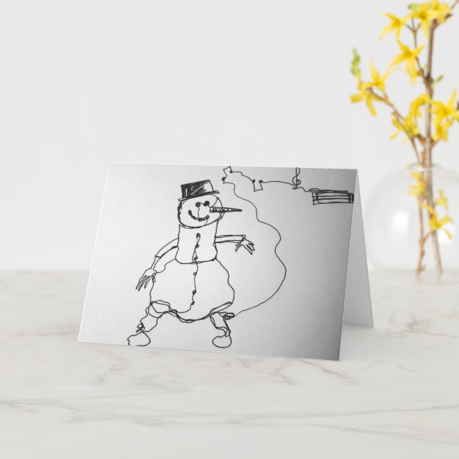 Musical Snögubbe Art Print Kort (Gul blomma)