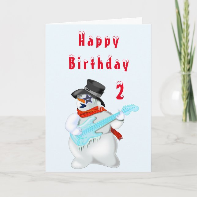 Musical Snögubbe Baby Birthday Card Kort (Framsida)