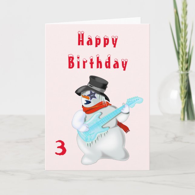 Musical Snögubbe Birthday Card - Anpassade Kort (Framsida)