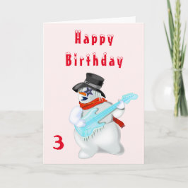 Musical Snögubbe Birthday Card - Anpassade Kort