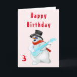 Musical Snögubbe Birthday Card - Anpassade Kort<br><div class="desc">Snögubbe med Guitar Musical Födelsedagskort - MIGNED Painting - Anpassade - eller lägg till ditt år - ålder !</div>
