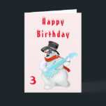Musical Snögubbe Birthday Card - Anpassade Kort<br><div class="desc">Snögubbe med Guitar Musical Födelsedagskort - MIGNED Painting - Anpassade - eller lägg till ditt år - ålder !</div>