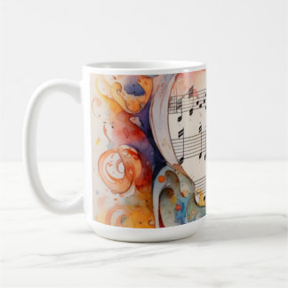 Musical Songbird Kaffemugge Vattenfärg Anteckninga Kaffemugg