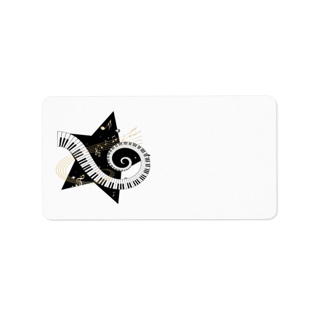 Musical Star Golden Notes Adressetikett (Framsidan)