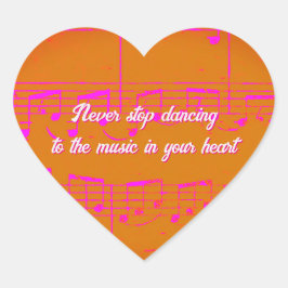 Musical Steps- Sunset Samba Sticker Hjärtformat Klistermärke