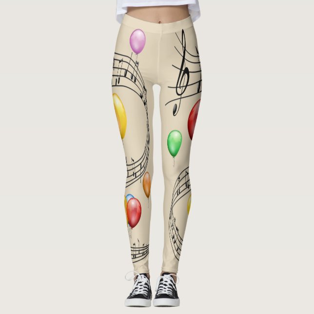 Musical  Swirl ~ Balloons ~ Musik noter ~ * Leggings (Framsida)