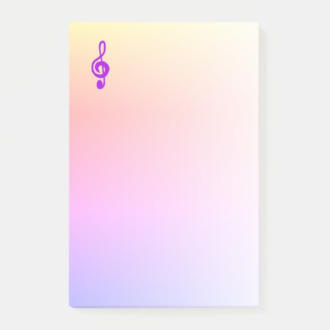 Musical Symbol Lila Treble Clef Ombre Rosa Post-it Block (Framsida)