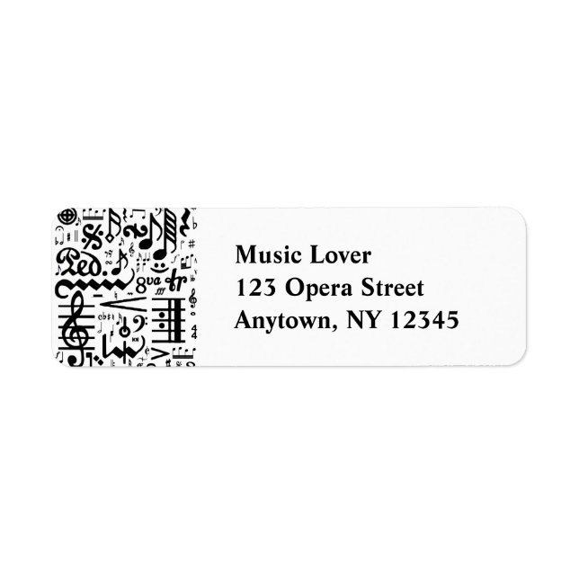 Musical Symbols Label Returadress Etikett (Framsidan)