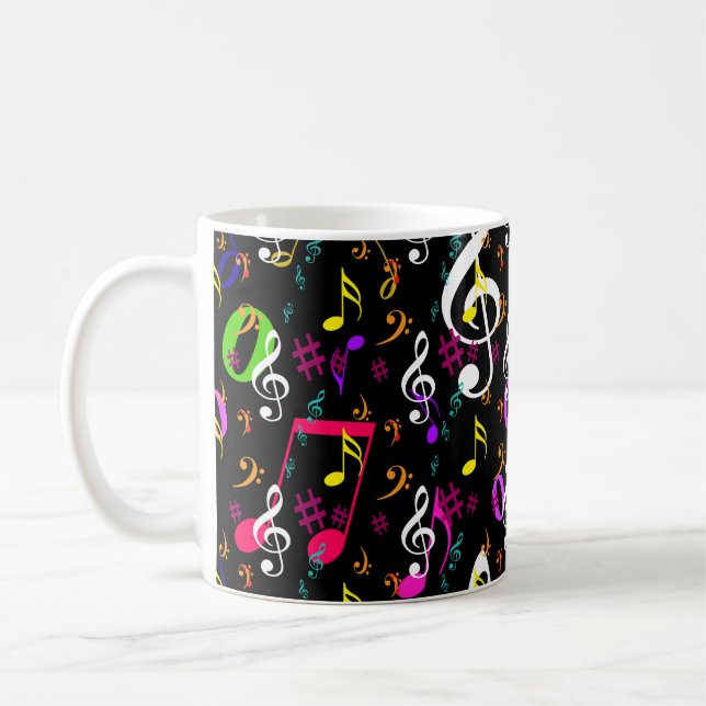 Musical Symbols Mönster Design Kaffemugg (Vänster)