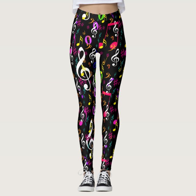 Musical Symbols Mönster Design Leggings (Framsida)
