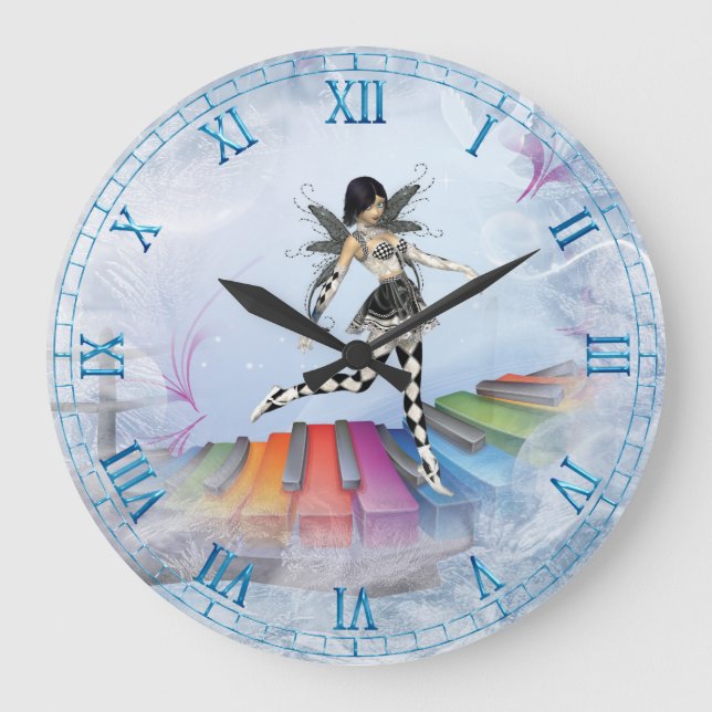 Musical Tangentbord Älva Vignette Wall Clock Stor Klocka (Framsida)