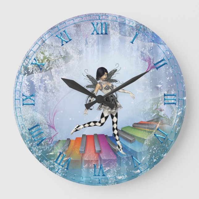 Musical Tangentbord Älva Vignette Wall Clock Stor Klocka (Framsida)