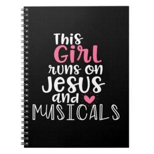 Musical Theater Gifts Tonåring Girl springa på Jes Anteckningsbok