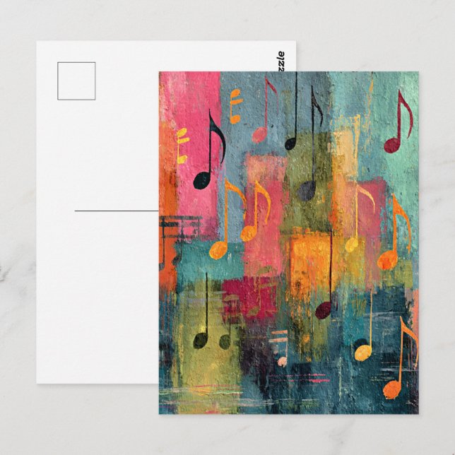 Musical Theme Abstract Art Vykort (Fram/baksida)