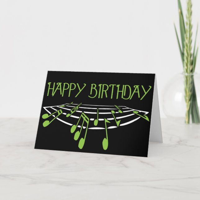 Musical Thned Birthday Card - Grönt Kort (Framsida)
