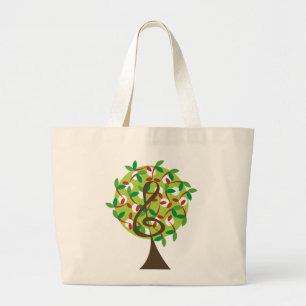 Musical Treble Cherry Notes Träd Whimsical Nature Jumbo Tygkasse