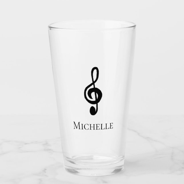 Musical Treble Clef Black White Glaskopp (Framsida)
