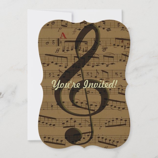 Musical Treble Clef Lakan Music Classic Inbjudningar (Framsida)