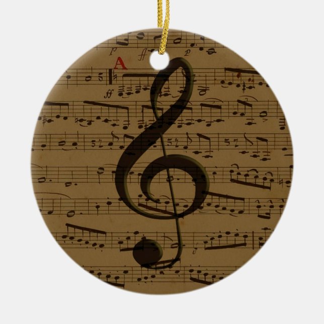 Musical Treble Clef Lakan Music Classic Julgransprydnad Keramik (Framsidan)