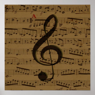 Musical Treble Clef Lakan Music Classic Poster