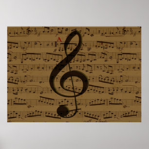 Musical Treble Clef Lakan Music Classic Poster