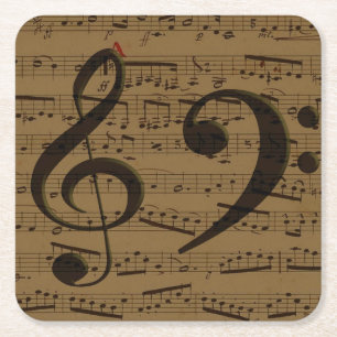Musical Treble Clef Lakan Music Classic Underlägg Papper Kvadrat