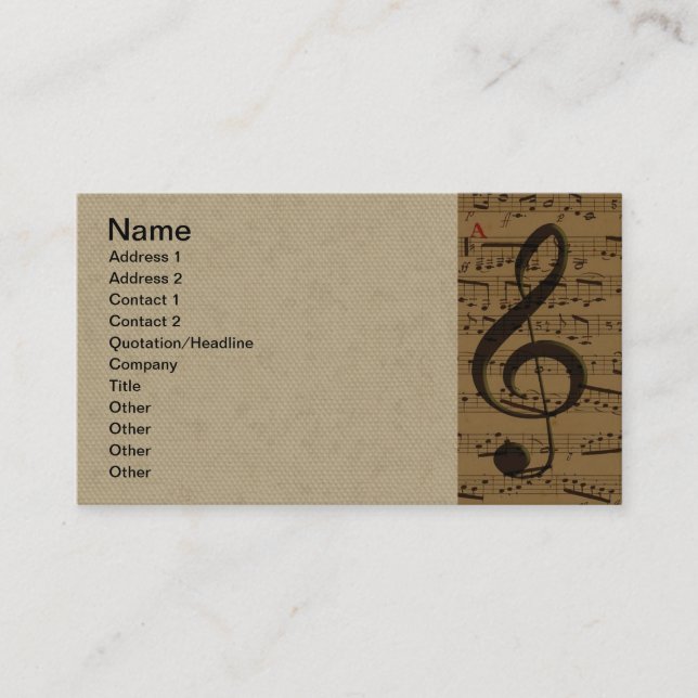 Musical Treble Clef Lakan Music Classic Visitkort (Framsida)