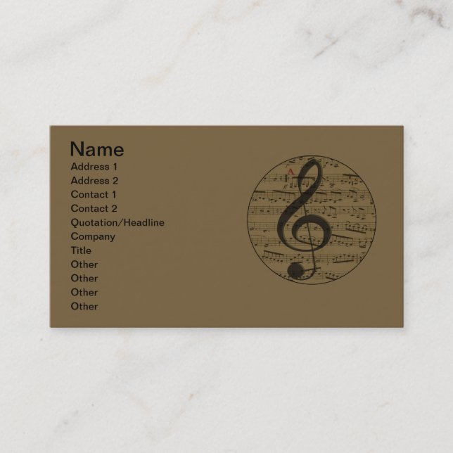 Musical Treble Clef Lakan Music Classic Visitkort (Framsida)