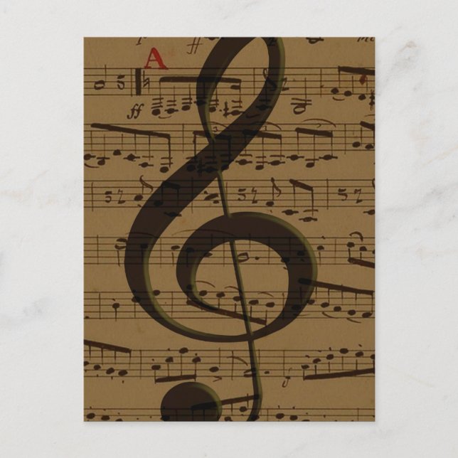 Musical Treble Clef Lakan Music Classic Vykort (Framsida)