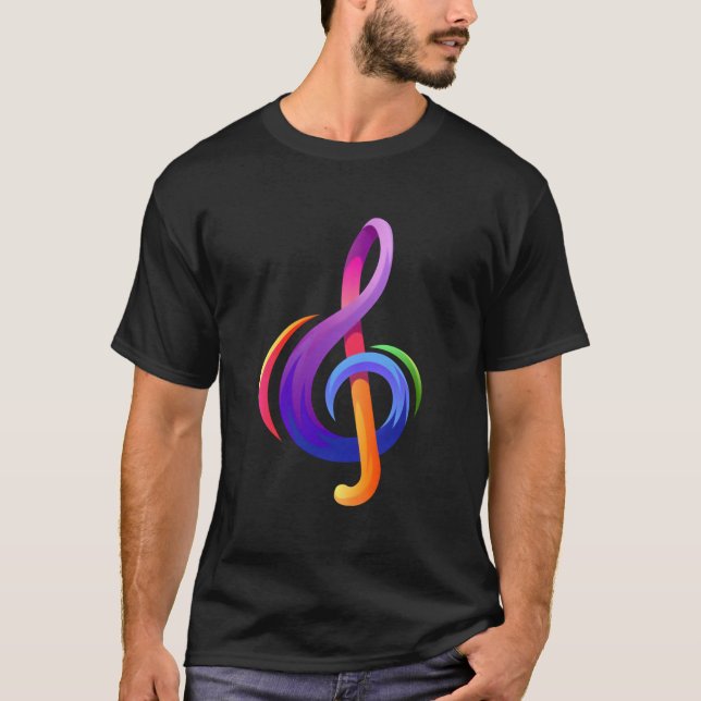 Musical Treble Clef Music Notes G Clef T Shirt (Framsida)