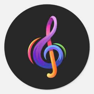 Musical Treble Clef Musik noter G Clef Runt Klistermärke