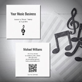 Musical Treble Clef QR Code Music Lessons Fyrkantigt Visitkort