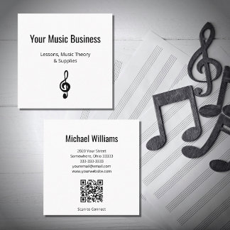 Musical Treble Clef QR Code Music Lessons Fyrkantigt Visitkort