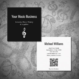 Musical Treble Clef QR-kod Music Lessons Black Fyrkantigt Visitkort