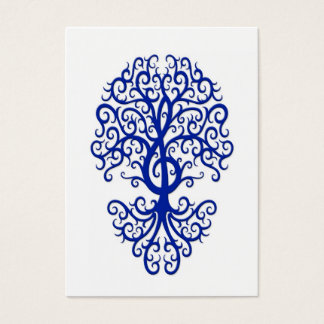 Musical Treble Clef Träd Blue på White Visitkort