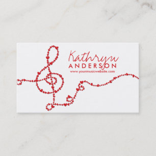 Musical Treble Kärlek Red Hearts Artist Sång Visitkort