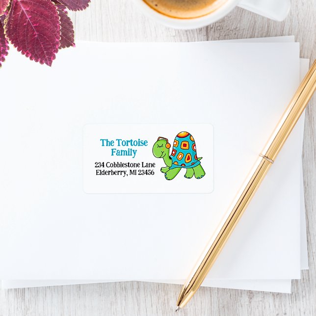 Musical Turtle Colorful Tortoise Music Adressetikett (Musical Turtle Address Labels)