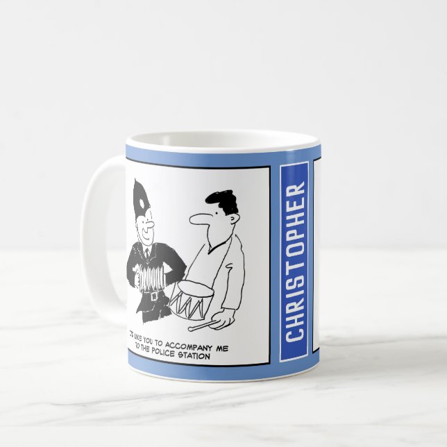 Musical UK Policeman med Accordion. Funny Kaffemugg (Framsida vänster)