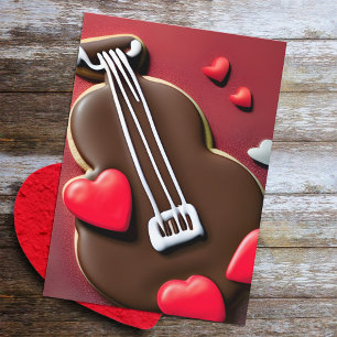 Musical Valentine Pun Chocolate Violin-tine Hearts Helgkort