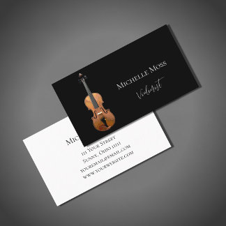 Musical Violin Classical Music Black White Visitkort