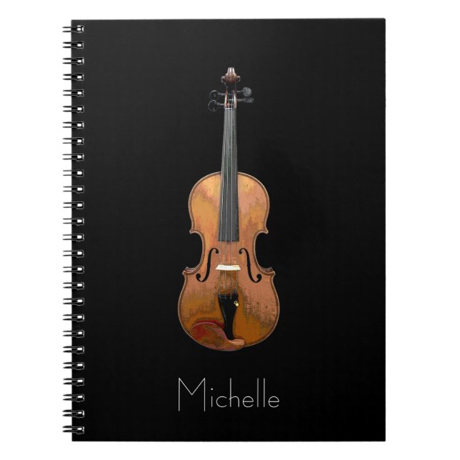 Musical Violin Simple Personlig Black Anteckningsbok (Framsidan)